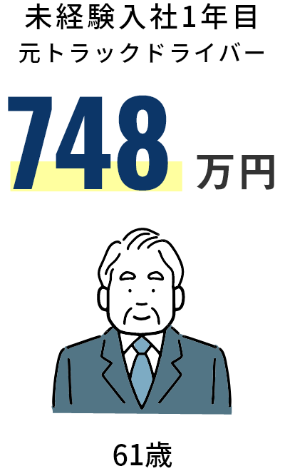 未経験入社1年目 元トラックドライバー 61歳 748万円